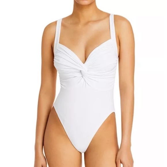 Norma Kamali Twist Mio One-Piece Swimsuit White Size S NWT - Picture 1 of 14